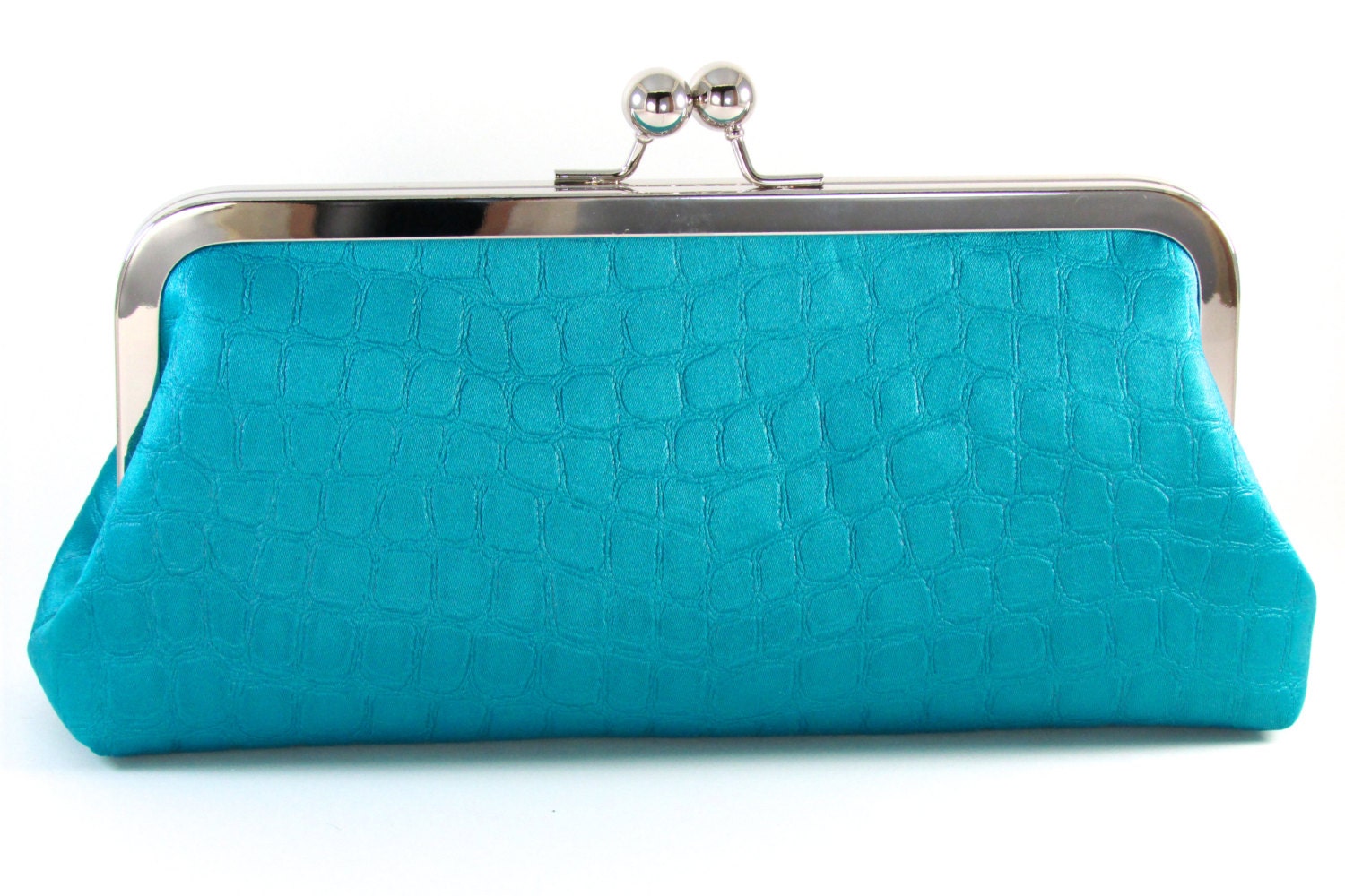 Blue Clutch Purse Evening Bag Turquoise Silk Women's