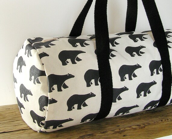 Travel bag · Gym bag · Carryall bag - Weekend bag · 100% cotton - Bears pattern · Overnight bag ·