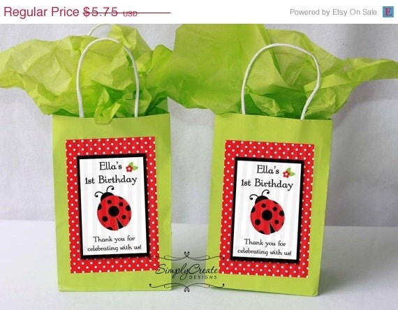 SALE Ladybug Favor Tag DIGITAL FILE 4x6 Jpeg Digital File Personalized Il_570xn