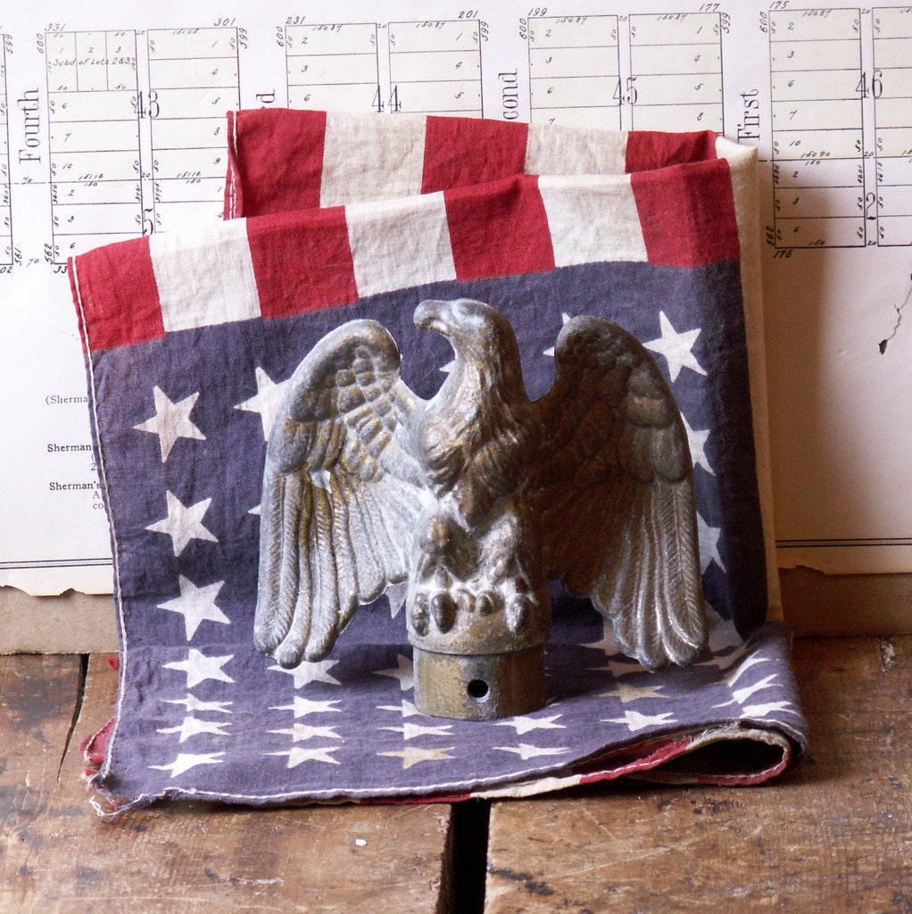 Vintage Brass Eagle Flag Pole Topper Patriotic Decor