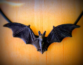Black Flying Bat Necklace or Pendant in Sterling Silver, Perfect for Halloween Bat Jewelry Halloween Jewelry