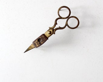 antique wick trimmer, candle scissors, brass snuffer