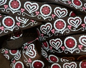 Swiss hearts on brown 7/8" grosgrain ribbon Valentines Il_170x135