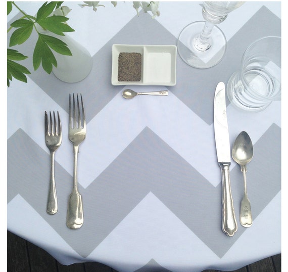 NO IRON Chevron Pattern Tablecloth Choice of Size Color