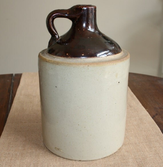 Items similar to Antique Unmarked Stoneware Whiskey Jug Crock Glazed