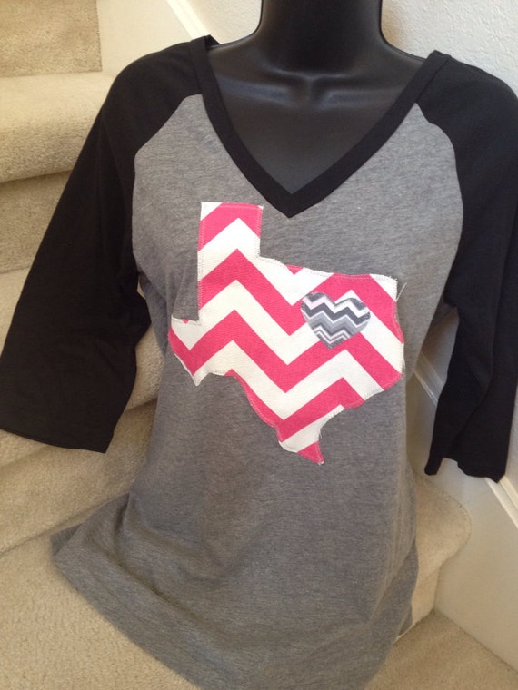 V-neck Shirt with Hot Pink and White by 2girlswhomakecrosses