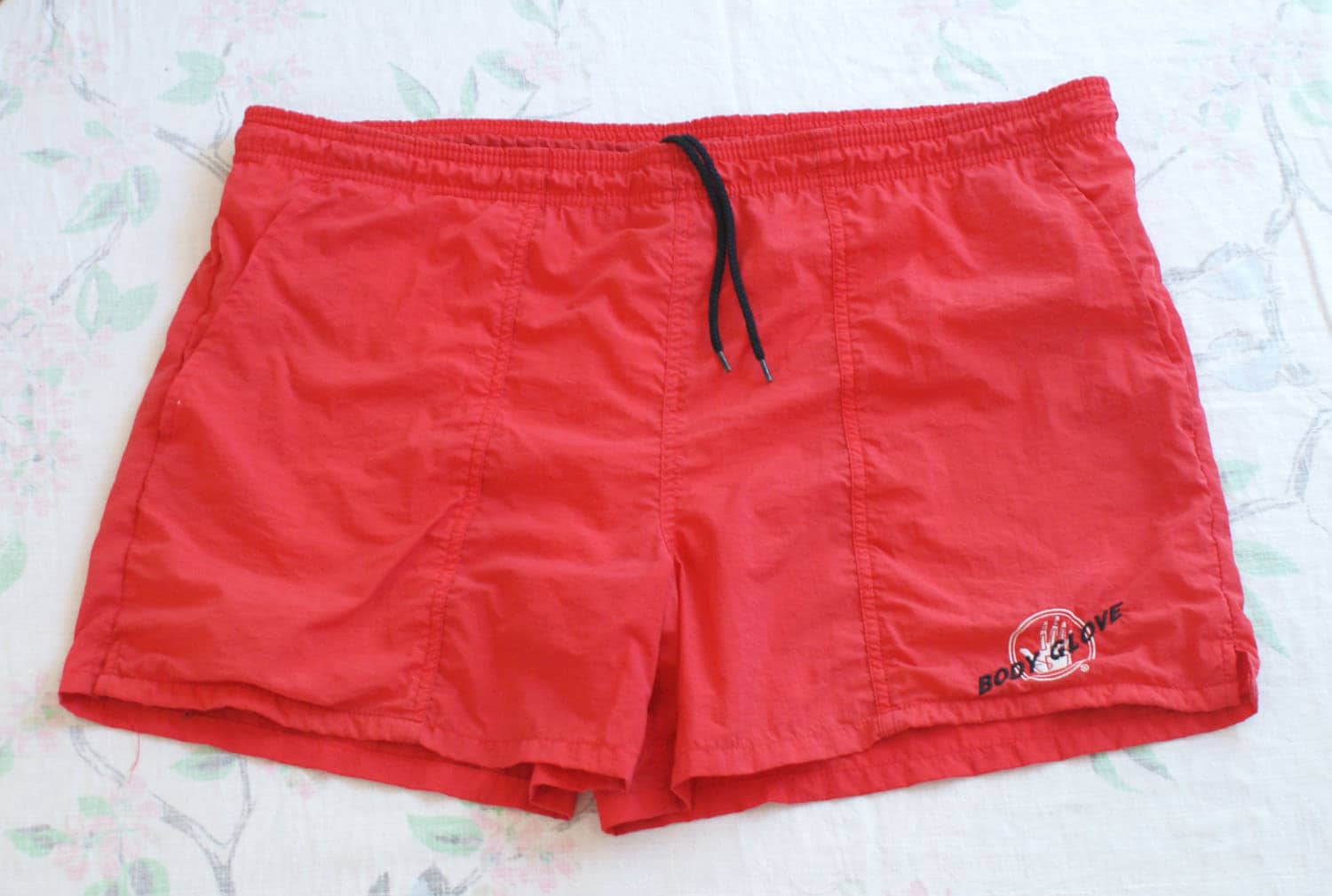 1970s Body Glove Mens Swim Trunks XL Lifeguard Red Shorts