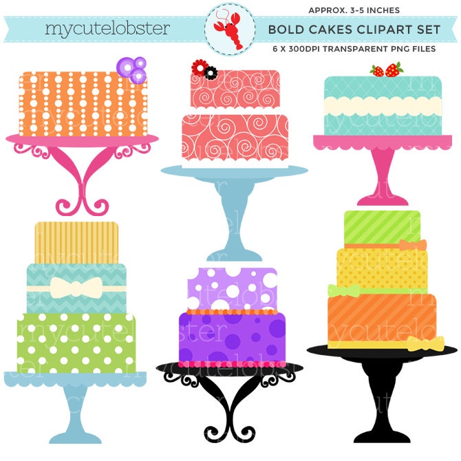 Bold Cakes Clipart Set clip art set of bright bold cakes