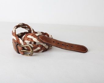Men's Vintage Braided Leather Belt, Size 38