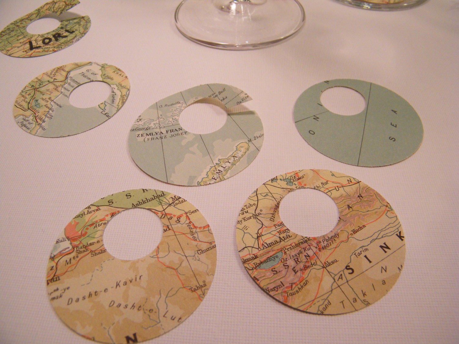 Wine Glass Charms Travel Theme Destination Wedding 36 Paper