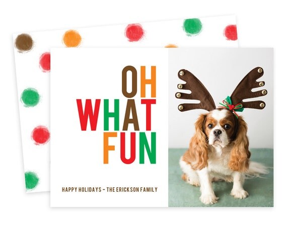 Printable Custom Christmas Photo Card - Oh What Fun Il_570xn