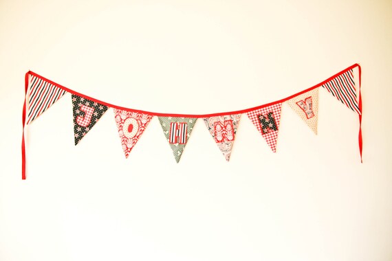 Personalized Fabric Banner, Birthday Party Flags, Baby Boy Shower Bunting, Red, White, Blue Decor Il_570xn