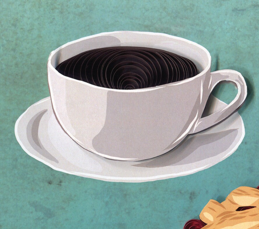 Twin Peaks Coffee and pie print Log Lady Quote Kitchen decor