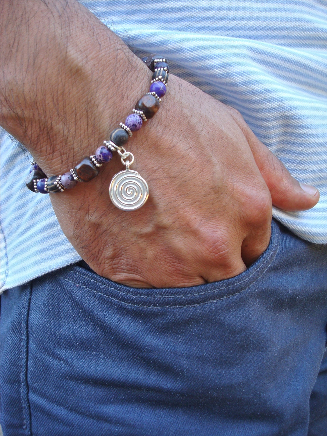 Men's Spiritual Protection Bracelet With Semiprecious