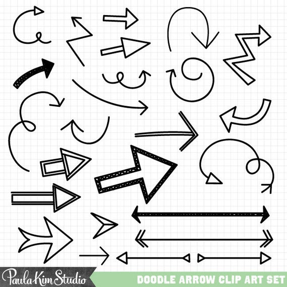 Doodle Arrow Clipart Hand Drawn Clip Art Commercial Use