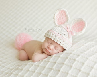 Photo Pr op, Newborn Easter Hat, Crochet Bunny Hat, Easter Prop, Baby ...