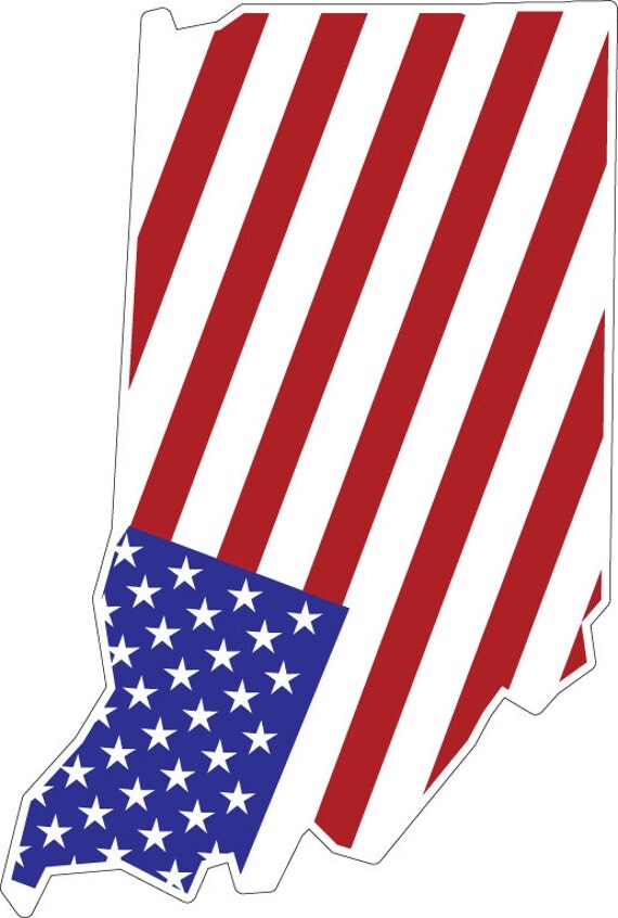 Indiana state shaped USA flag patriotic Vinyl decal sticker