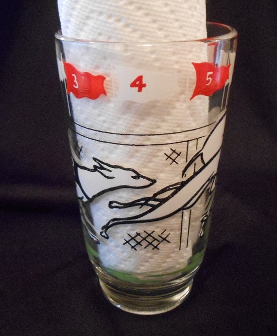 Vintage Boscul Peanut Butter Greyhound Dog Racing Glass
