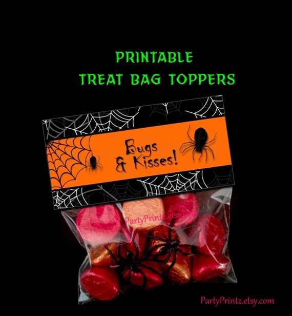 INSTANT DOWNLOAD - Printable - Bugs & Kisses - Halloween Treat Bag Toppers Il_570xn