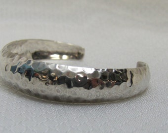 Hand Hammered Sterling Bangle Bracelet, 6.25" Inside Circumference