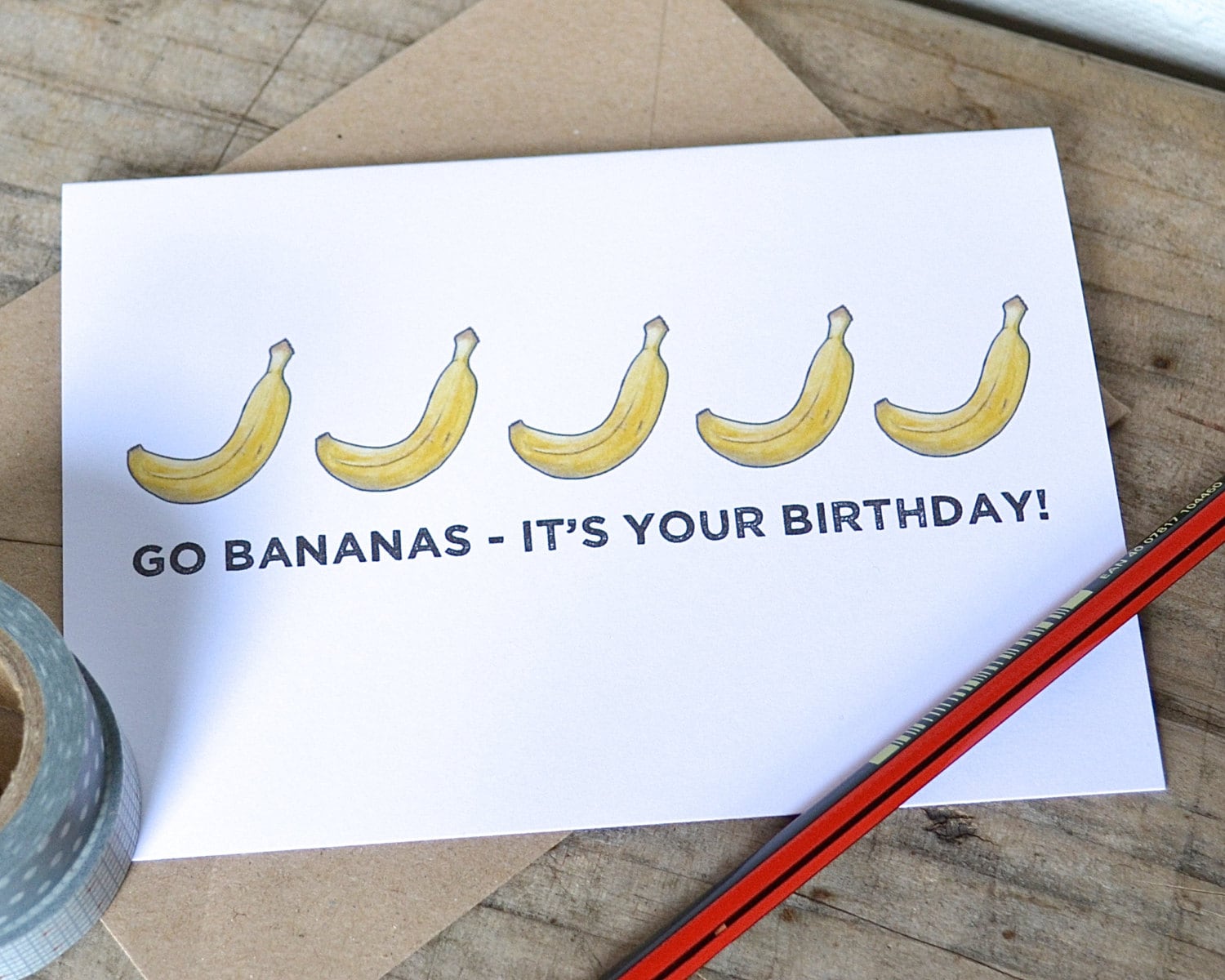 Go Bananas Birthday Card funny birthday card by BeckaGriffin