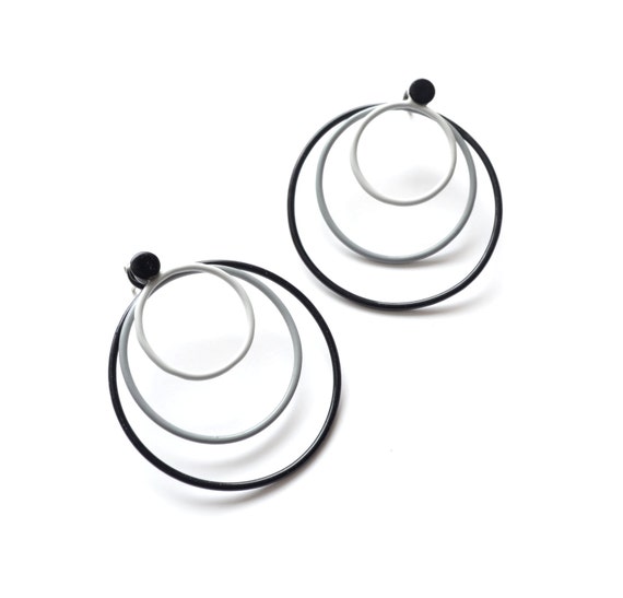 black white and grey powder coat hoop earrings