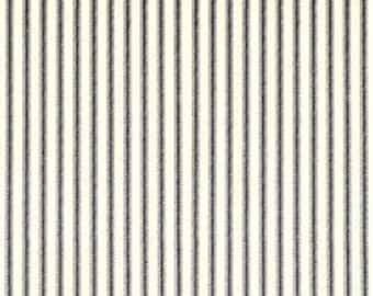 One 54 x 98 Tablecloth - Ticking Stripes - Black/Ivory