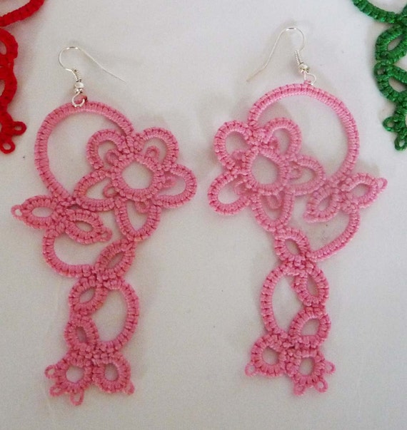 Tatting earrings - handmade jewelry - lace earrings - Bridesmaid - Wedding -gift for birthday