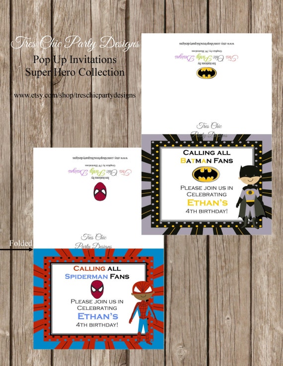Super Hero Invitations, pop up super hero invitations, birthday invitations, super hero birthday invitations, super hero, superhero Il_570xn