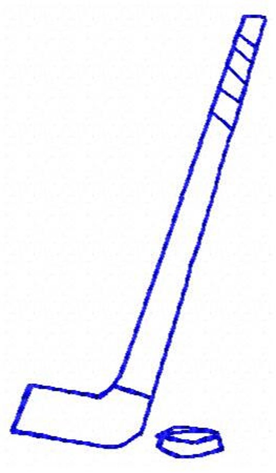 Hockey Stick Outline Embroidery Design Instant Download