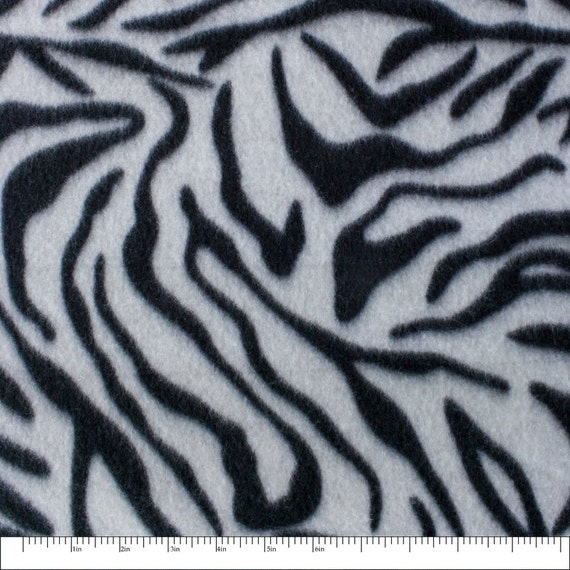 Black and White Zebra Animal Print Fleece Fabric by the Yard