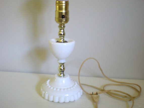 Lamp Small lamp Lamp, Milk  Base, Century base Lamps, Old milk Reading  Mid  antique glass Glass White