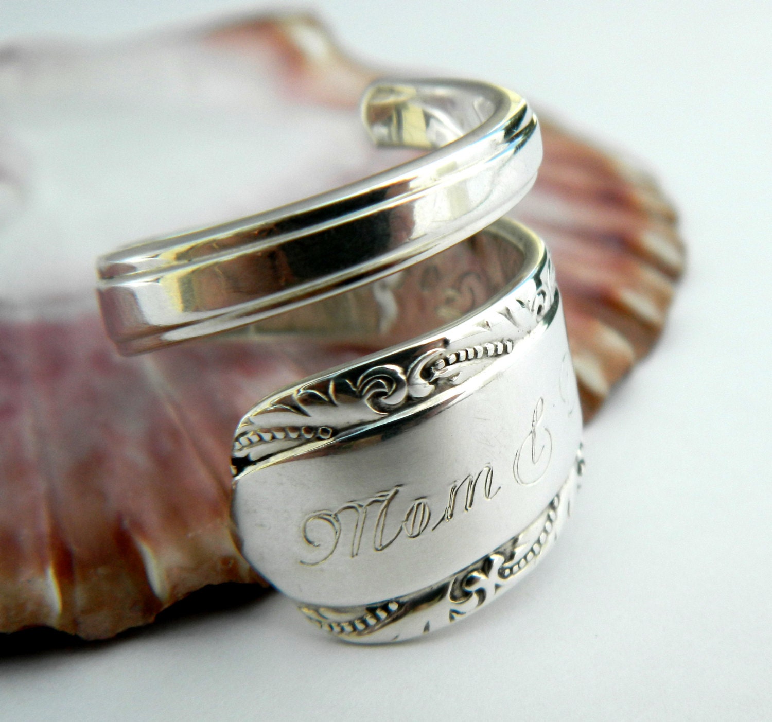 Sterling Silver Spoon Ring Custom Engraved Moonglow 1938