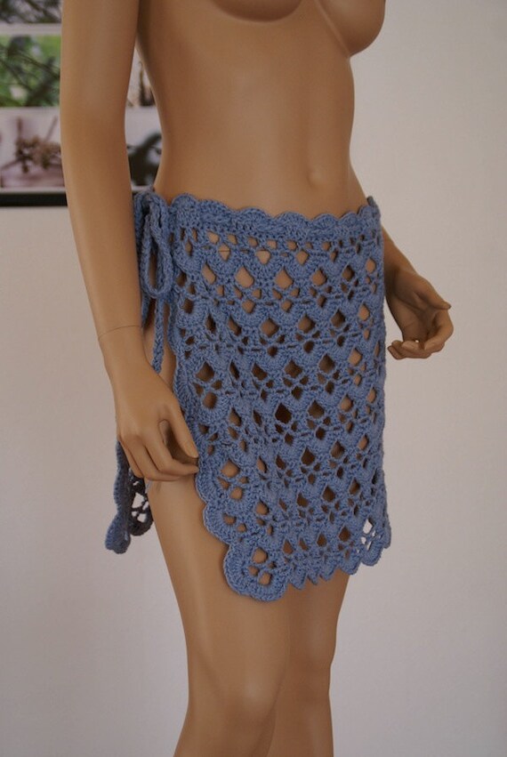 Items Similar To Blue Lace Crochet Bikini Pareo Wrap Skirt On Etsy 9536