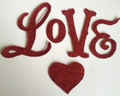 Love Banner Garland Red German Glass Glitter Handmade Home Decor Decoration Wedding Decor  Christmas Decor