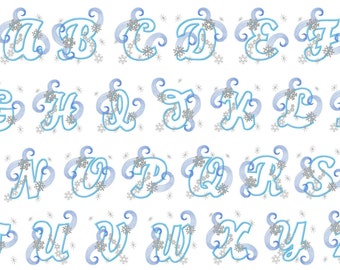 frozen letters embroidery applique design instant download