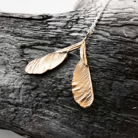 Samara Bronze Silver Necklace - Maple Seed