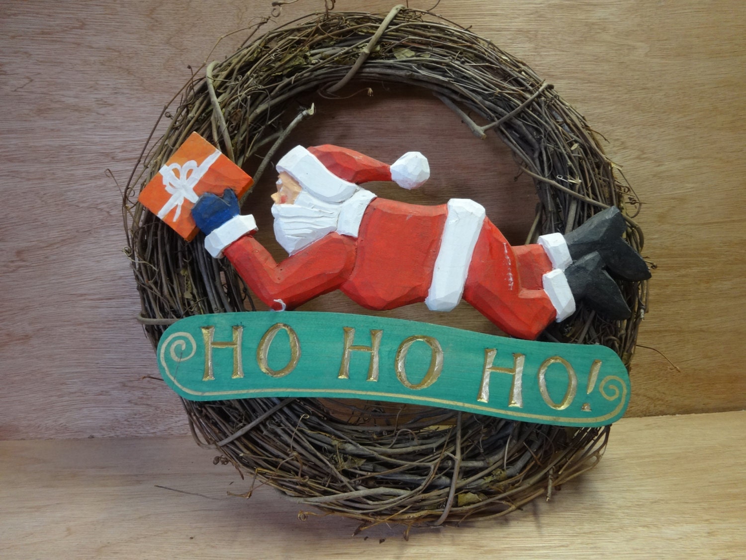 Ho-Ho-Ho! Santa on Wreath