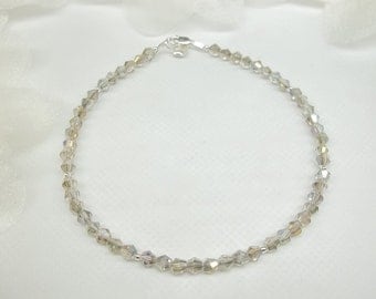 Gray AB Crystal Anklet Heart Anklet 925 Sterling Silver Anklet Sterling Silver Ankle Bracelet Silver AB Crystal Anklet BuyAny3+Get1Free