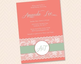 Lesbian Bridal Shower Invitation Here Come the Brides
