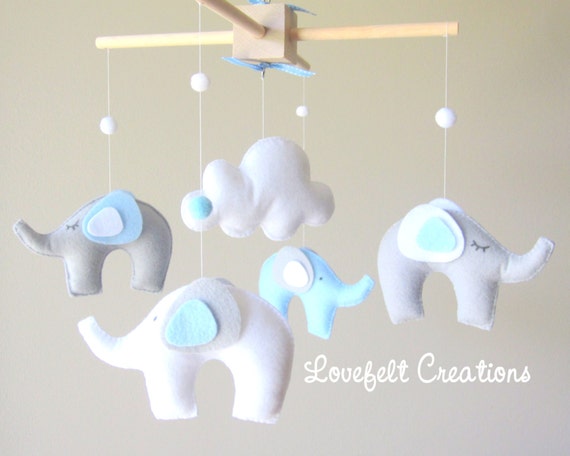 Baby mobile Baby crib Mobile Elephant Mobile by LoveFeltXoXo