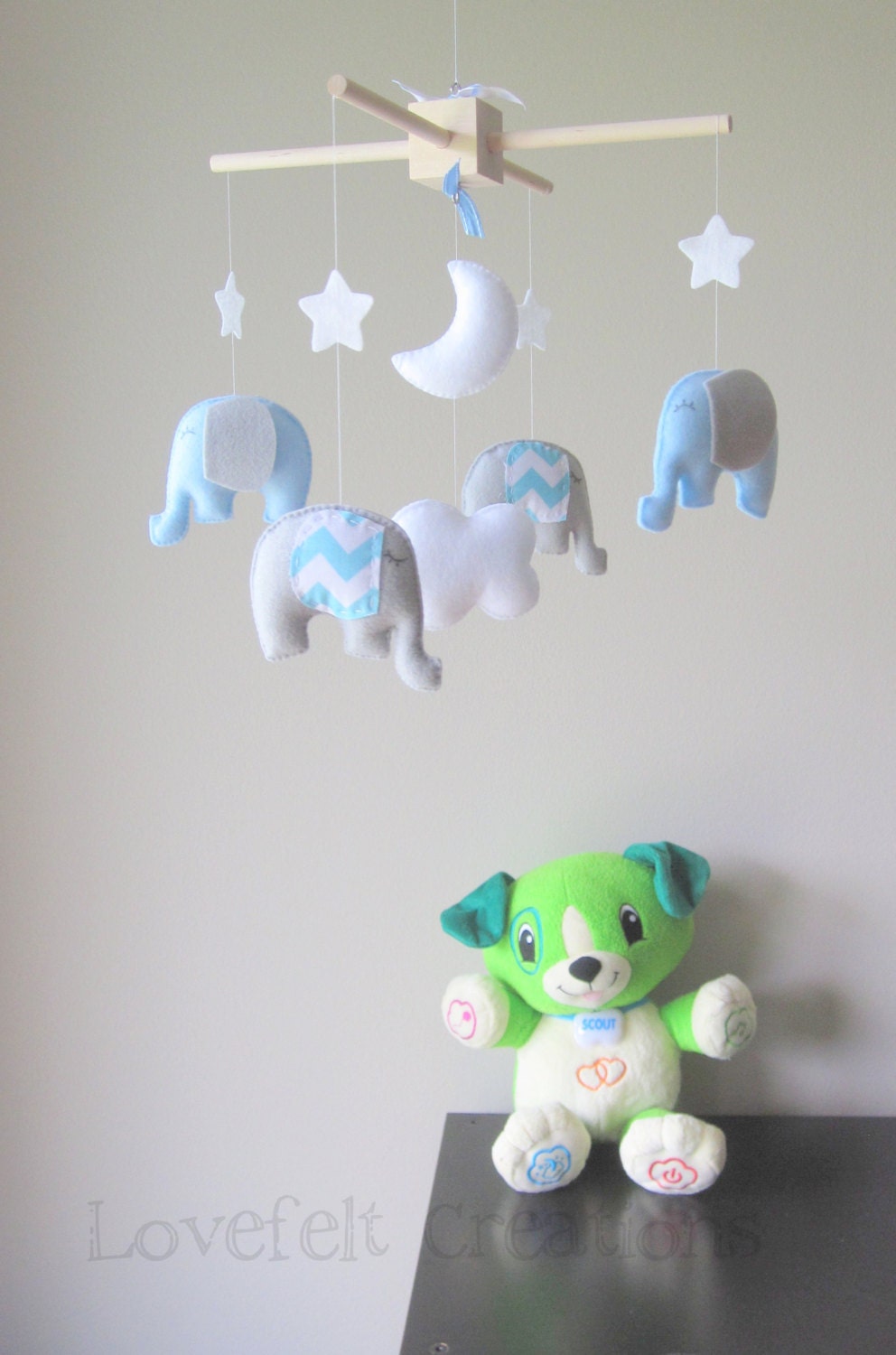 Baby mobile Elephant Mobile chevron nursery by lovefeltmobiles