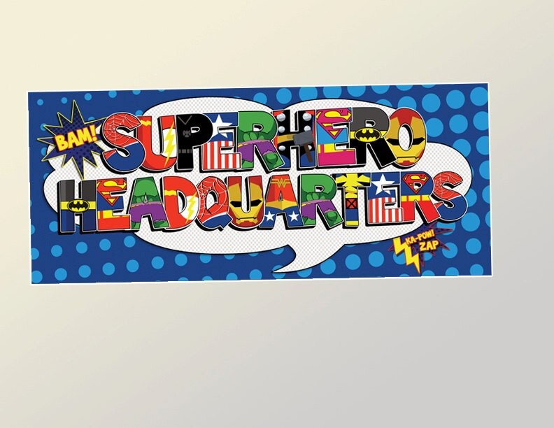 Superhero Headquarters Banner digital file by RKRcreations
