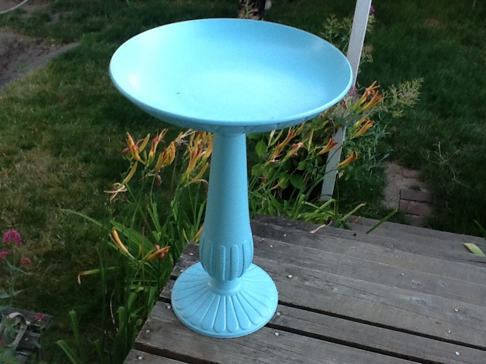 Ocean Blue Bird Bath Succulent Garden