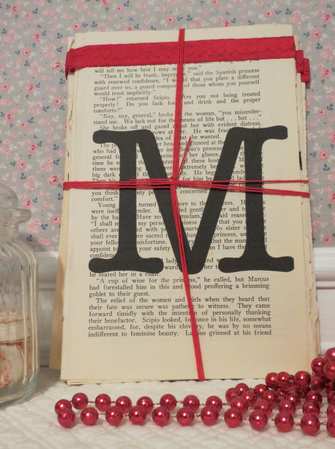 Merry Christmas/Xmas Bunting on Vintage Book Pages