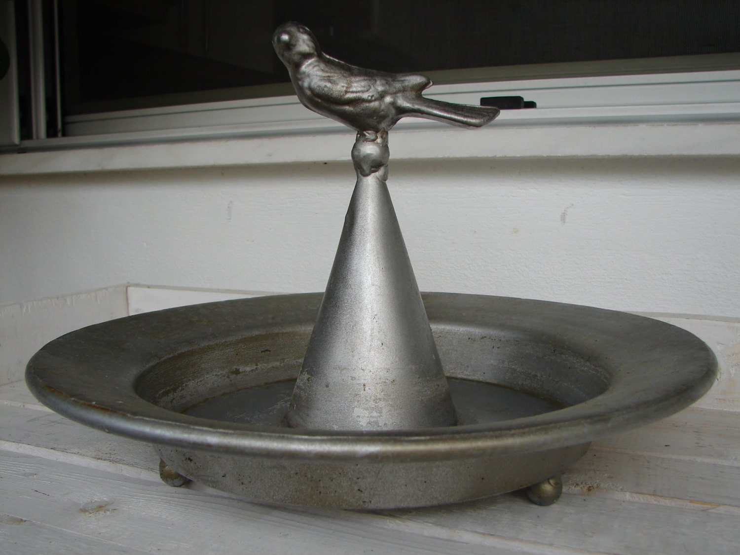 Vintage Frenchtin /metal bird bath or feedercountry