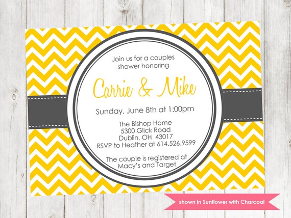 Couples Shower Invitation - Printable Shower Themed Chevron Invite - Colors and Text Customizable Il_570xn