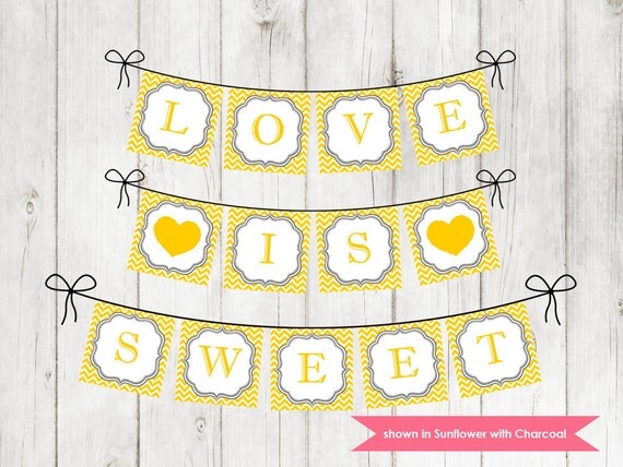 Printable Couples Shower Banner - Chevron Love Is Sweet Banner - Colors Customizable Il_570xn