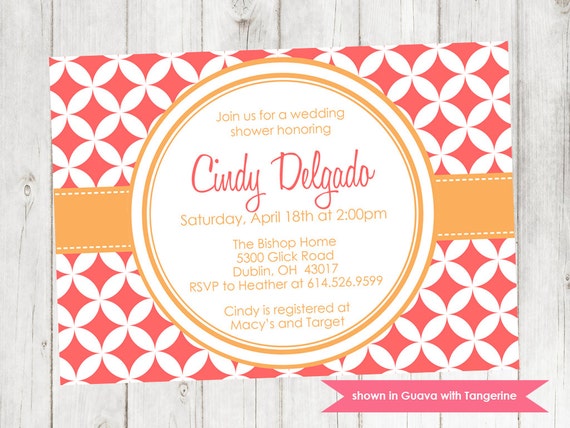 Printable Wedding Shower Invitation - Modern Pixie Invite - Colors and Text Customizable Il_570xn