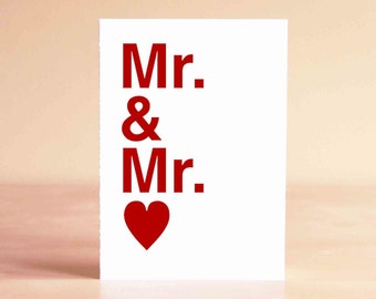 Gay Wedding Card - Gay Wedding Gift - Gay Engagement Card - Mr. & Mr.